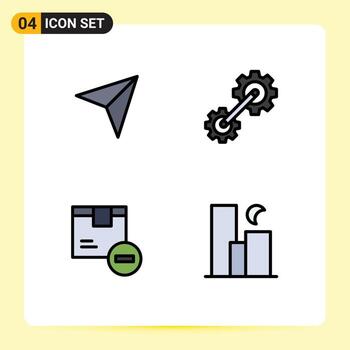 Modern Set of 4 Filledline Flat Colors and symbols such as arrow delete next engineering goods Editable Vector Design Elements