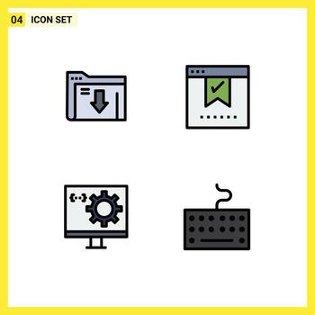 Modern Set of 4 Filledline Flat Colors Pictograph of data coding download good develop Editable Vector Design Elements