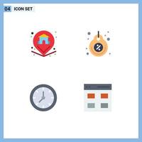 Modern Set of 4 Flat Icons and symbols such as location clock home price timer Editable Vector Design Elements