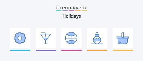 Holidays Blue 5 Icon Pack Including picnic. food. christmas. basket. toy. Creative Icons Design vector