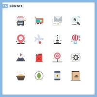 Modern Set of 16 Flat Colors Pictograph of internet of things location attachment real estate home Editable Pack of Creative Vector Design Elements