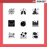 Set of 9 Modern UI Icons Symbols Signs for space orbit rocket astronomy machine Editable Vector Design Elements