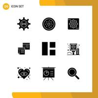 9 Creative Icons Modern Signs and Symbols of paper office gear notes files Editable Vector Design Elements