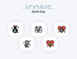 Earth Day Line Filled Icon Pack 5 Icon Design. badge. love. earth day. world. earth vector