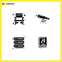 Pack of Modern Solid Glyphs Signs and Symbols for Web Print Media such as chair server telescope view album Editable Vector Design Elements