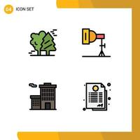 Set of 4 Modern UI Icons Symbols Signs for alpine building pine trees photo corporation Editable Vector Design Elements