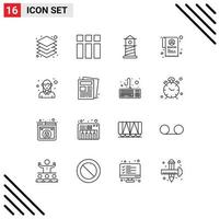 Pack of 16 creative Outlines of woman employee beach avatar state Editable Vector Design Elements