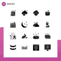 Pictogram Set of 16 Simple Solid Glyphs of release package technology business off Editable Vector Design Elements