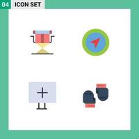 conjunto de 4 4 vector plano íconos en cuadrícula para silla alerta plegable puntero advertencia editable vector diseño elementos