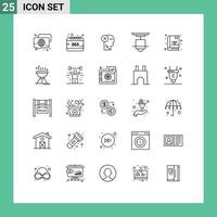 Set of 25 Modern UI Icons Symbols Signs for furniture thinking year mind human Editable Vector Design Elements