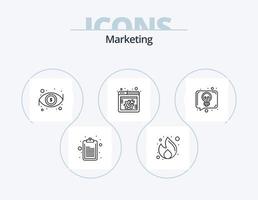 márketing línea icono paquete 5 5 icono diseño. público opinión. marketing. engranaje. idea. en línea vector