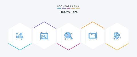 Health Care 25 Blue icon pack including hospital. cornea. pulse. machine vector