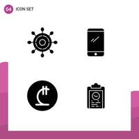Group of 4 Modern Solid Glyphs Set for helm currency phone android georgian Editable Vector Design Elements