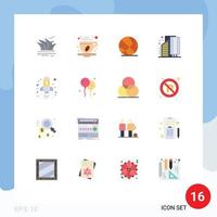 Group of 16 Flat Colors Signs and Symbols for analysis district leaf city buildings Editable Pack of Creative Vector Design Elements