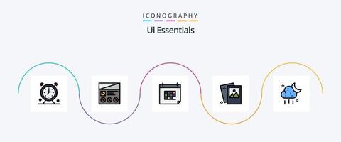 ui esenciales línea lleno plano 5 5 icono paquete incluso foto. galería. ui evento. fecha vector