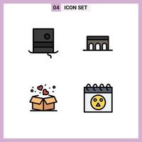 4 User Interface Filledline Flat Color Pack of modern Signs and Symbols of fashion gift monocle columns heart Editable Vector Design Elements