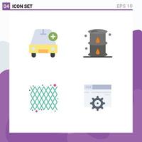 Group of 4 Flat Icons Signs and Symbols for add power plus fuel decoration Editable Vector Design Elements