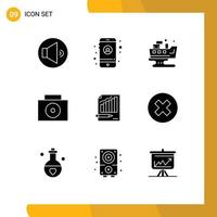 Modern Set of 9 Solid Glyphs Pictograph of graph business pollution analytics statistics Editable Vector Design Elements