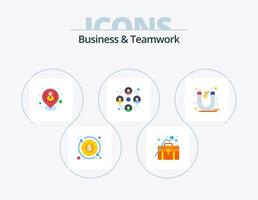 negocio y trabajo en equipo plano icono paquete 5 5 icono diseño. imán. trabajar. hora usuarios personas vector