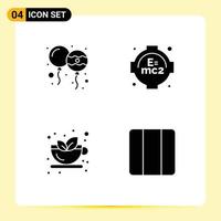 Stock Vector Icon Pack of 4 Line Signs and Symbols for balloon tea india study distribute Editable Vector Design Elements