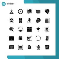 25 Universal Solid Glyphs Set for Web and Mobile Applications arrow help information call security Editable Vector Design Elements