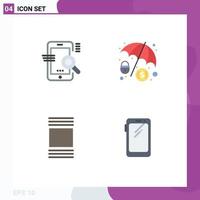 4 Flat Icon concept for Websites Mobile and Apps search thumbnails seo dollar protection phone Editable Vector Design Elements