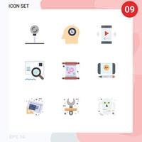 Pack of 9 creative Flat Colors of day search movie screen find check Editable Vector Design Elements