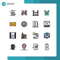 Set of 16 Modern UI Icons Symbols Signs for user mail queue wedding love Editable Creative Vector Design Elements