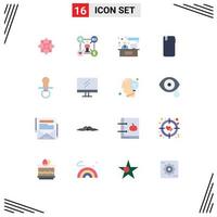 Flat Color Pack of 16 Universal Symbols of back mobile setting smart phone working Editable Pack of Creative Vector Design Elements