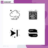 Set of 4 Modern UI Icons Symbols Signs for cloud forward page wide blockchain technology Editable Vector Design Elements