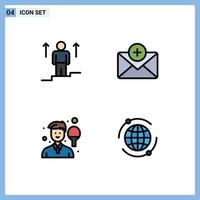 Pictogram Set of 4 Simple Filledline Flat Colors of user boy man chat sport Editable Vector Design Elements