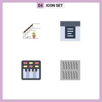 Pack of 4 Modern Flat Icons Signs and Symbols for Web Print Media such as stairs movie stage tabs sound Editable Vector Design Elements