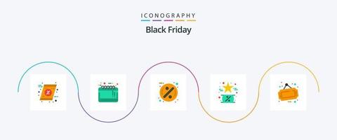 Black Friday Flat 5 Icon Pack Including star. friday. sale notice. favorite. sale vector