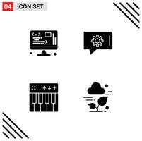 Solid Glyph Pack of 4 Universal Symbols of data holiday web chat support piano Editable Vector Design Elements