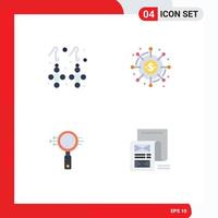 Modern Set of 4 Flat Icons and symbols such as earring search jewelry crowdsourcing e search Editable Vector Design Elements