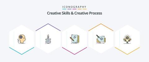Creative Skills And Creative Process 25 FilledLine icon pack including creative. logo. tube. geometry. design vector