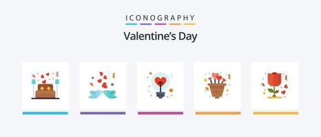 Valentines Day Flat 5 Icon Pack Including romance. love. love. heart. love. Creative Icons Design vector