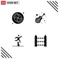 Set of 4 Modern UI Icons Symbols Signs for cd jumping guitar musical running Editable Vector Design Elements