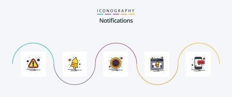 Notifications Line Filled Flat 5 Icon Pack Including notification. mobile. alert. notification. activity vector