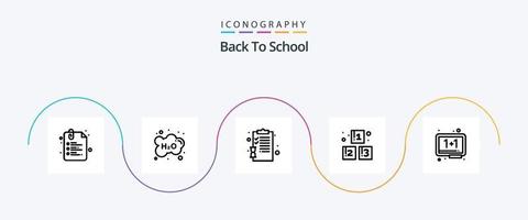 Back To School Line 5 Icon Pack Including board. preschool. study. blocks. pages vector