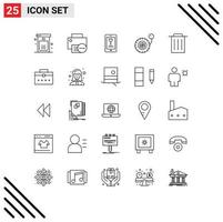 Set of 25 Modern UI Icons Symbols Signs for delete pump hardware pressure love Editable Vector Design Elements