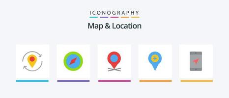 Map and Location Flat 5 Icon Pack Including mobile. pin. location. navigation. location. Creative Icons Design vector