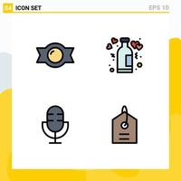 4 Universal Filledline Flat Color Signs Symbols of bonbon electronics bottle romance products Editable Vector Design Elements