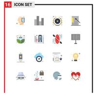 Group of 16 Flat Colors Signs and Symbols for paint design stats coding star Editable Pack of Creative Vector Design Elements