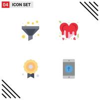 4 Creative Icons Modern Signs and Symbols of filter quality bleeding romance mobile Editable Vector Design Elements