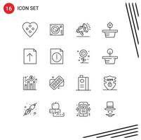 Modern Set of 16 Outlines Pictograph of document pot player nature speaker Editable Vector Design Elements