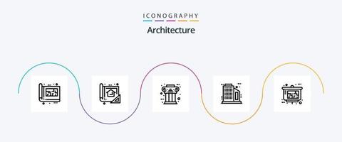 Architecture Line 5 Icon Pack Including skyscraper. building. planning. history. ancient vector