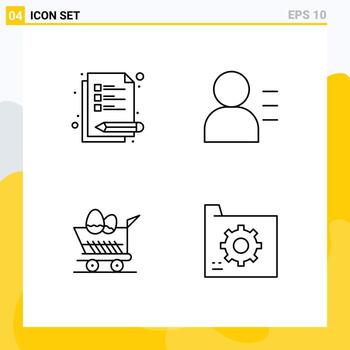 4 User Interface Line Pack of modern Signs and Symbols of lecture shopping education cart data Editable Vector Design Elements