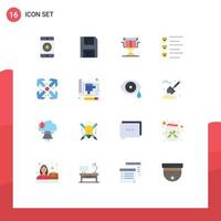 16 User Interface Flat Color Pack of modern Signs and Symbols of emojis list floppy format directors Editable Pack of Creative Vector Design Elements