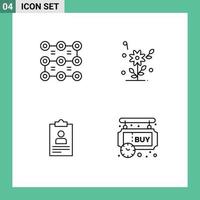 4 Universal Line Signs Symbols of lock application security heart curriculum Editable Vector Design Elements